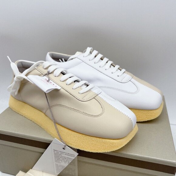 MARNI Split Color Crepe Gat Two-Toned Leather Sneakers Ivory/ White Womens EU 39 - Picture 6 of 16